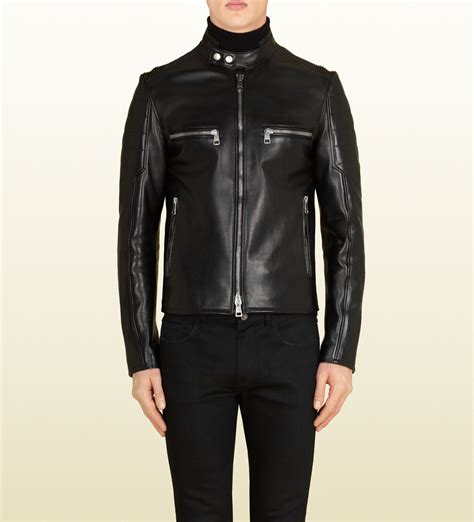 mens black leather gucci jacket|dark Gucci jackets for men.